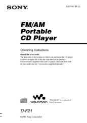 Sony Walkman D-F21 Operating Instructions Manual