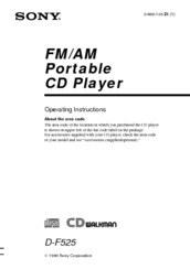 Sony CD Walkman D-F525 Operating Instructions Manual