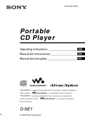 Sony D-NE1 ATRAC  Guide Operating Instructions Manual
