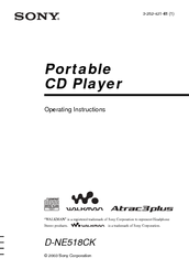 Sony D-NE518CK ATRAC  Guide Operating Instructions Manual