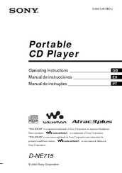 Sony D-NE715 - Portable Cd Player Operating Instructions Manual
