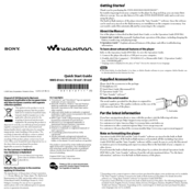 Sony Walkman NWD-B105F Quick Start Manual