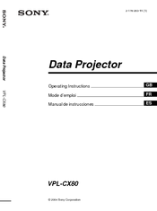 Sony VPL-CX80 Operating Instructions Manual