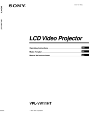 Sony VPL-VW11HT - Lcd Video Projector Operating Instructions Manual