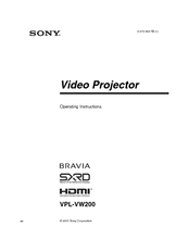Sony VPL-VW200 - SXRD Projector - HD 1080p Operating Instructions Manual
