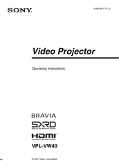 Sony Bravia VPL-VW40 Operating Instructions Manual