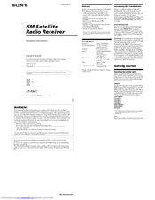 Sony XT-XM1 - Xm Satellite Radio Tuner Operating Instructions