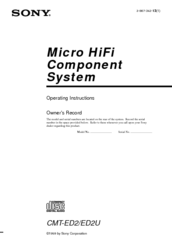 Sony CMT-ED2 - Micro Hi Fi Component System Operating Instructions Manual