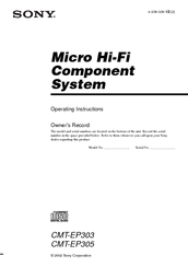 Sony CMT-EP303 - Micro Hi Fi Component System Operating Instructions Manual