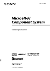 Sony CMT-HX5BT Operating Instructions Manual