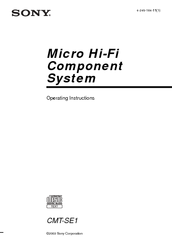 Sony CMT-SE1 Operating Instructions Manual