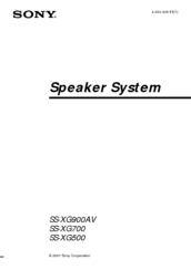 Sony SS-XG900AV User Manual