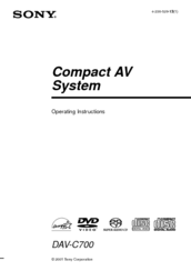 Sony DAV-C700 - Compact Av System Operating Instructions Manual