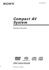 Sony DAV-SA30 Operating Instructions Manual