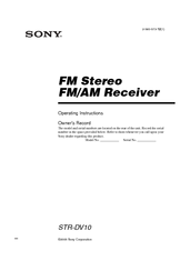 Sony STR-DV10 - Fm Stereo/fm-am Receiver Operating Instructions Manual