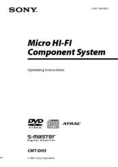 Sony CMT-DH3 Operating Instructions Manual