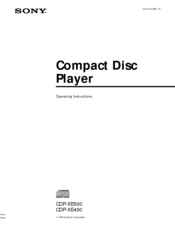 Sony CDP-XE400 - Compact Disc Player Operating Instructions Manual