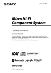 Sony CMT-DH7BT - Micro Hi Fi Component System Operating Instructions Manual