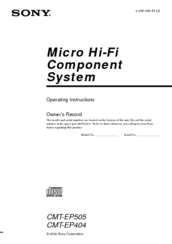 Sony CMT-EP505 - Micro Hi Fi Component System Operating Instructions Manual