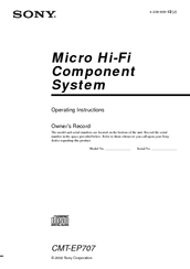 Sony HCD-EP707 - Micro Hi-fi Component System Operating Instructions Manual