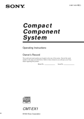 Sony CMT-EX1 - Micro Hi Fi Component System Operating Instructions Manual