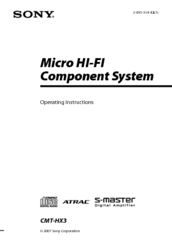 Sony CMT-HX30 Operating Instructions Manual