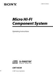 Sony CMT-HX3R Operating Instructions Manual