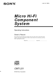Sony CMT-LS1 - Micro Hi Fi Component System Operating Instructions Manual