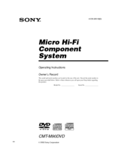 Sony CMT-M90DVD - Micro Hi Fi Component System Operating Instructions Manual
