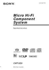 Sony CMT-SE9 Operating Instructions Manual