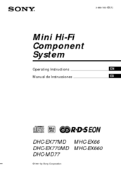 Sony MHC-EX66 Operating Instructions Manual