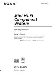 Sony DHC-MD595 - Mini Hi Fi Component System Operating Instructions Manual