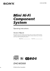 Sony DHC-MD555 - Mini Hi Fi Component System Operating Instructions Manual