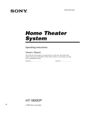Sony HT-1800DP Operating Instructions Manual