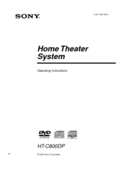 Sony AVD-K800P - 5 Dvd Changer/receiver Operating Instructions Manual