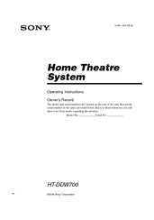 Sony HT-DDW700 Operating Instructions Manual