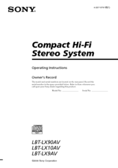 Sony HCD-LX90AV - Compact Hi-fi Stereo System Operating Instructions Manual