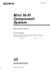 Sony MHC-DX2 Operating Instructions Manual