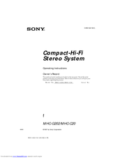 Sony MHC-G202 Operating Instructions Manual