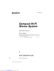 Sony MHC-C20 Operating Instructions Manual