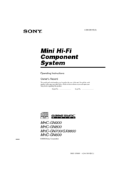 Sony genezi mhc-gn800 manual instructions