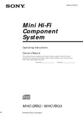 Sony MHC-RX33 Operating Instructions Manual