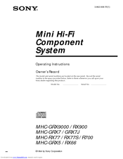 Sony MHC-GRX7J Operating Instructions Manual