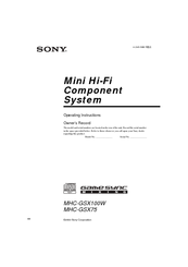 Sony MHC-GSX100W - Mini Hi-fi Component System Operating Instructions Manual