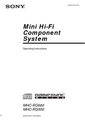 Sony MHC-RG660 Operating Instructions Manual