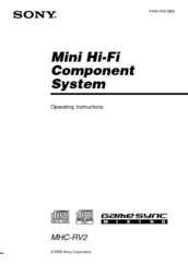 Sony MHC-RV2 Operating Instructions Manual