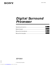 Sony SDP-E800 Operating Instructions Manual