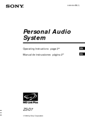 Sony ZS-D7 Operating Instructions Manual