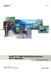 Sony SAT-HD200 - Directv High Definition Satellite Receiver Operating Instructions Manual