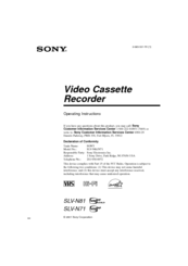 Sony SLV-N71 & SLV-N81 VHS VCR Service Manual on CD in PDF Format 